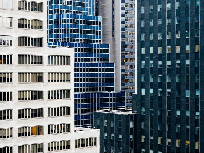 Closed frame of skyscrapers