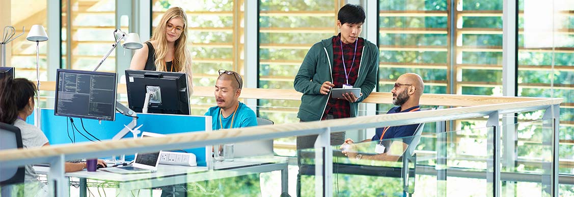 Employees working on Green-certified building