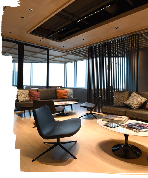 Lounge area of JLL office workspace