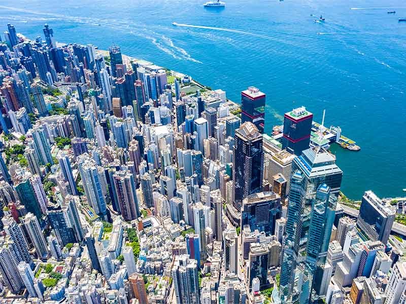 Drone view of Hong Kong City