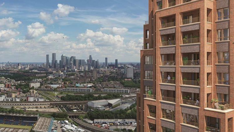Multiple buildings are in top angle view