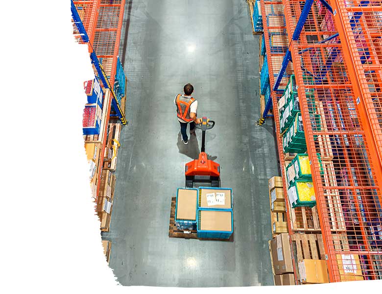 A Man working in storage in warehouse.