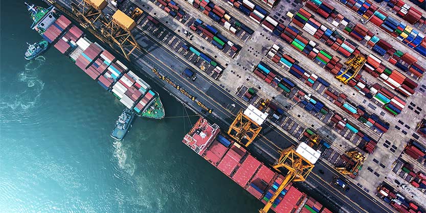 Shipping cargo in harbor