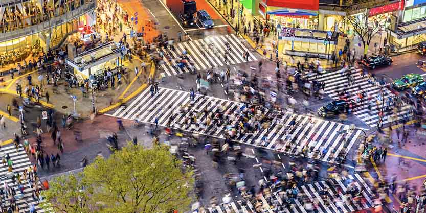 People crossing the road in zebra crossing