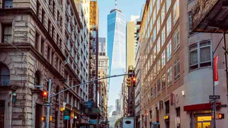 Incredible infrastructural architecture view of a street UK